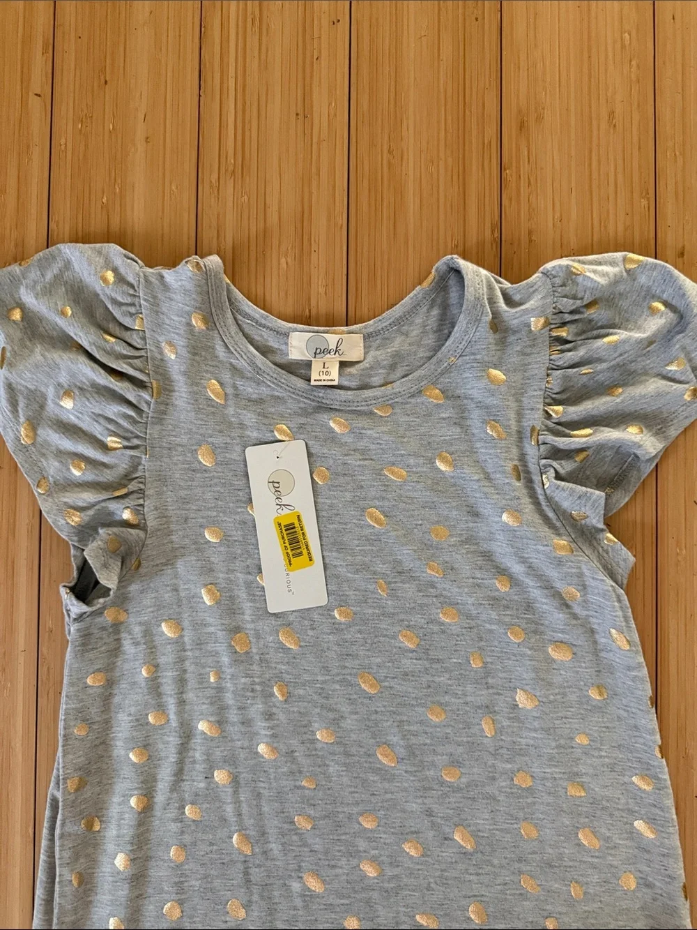 Peek Gray Dress with Gold Polka Dots